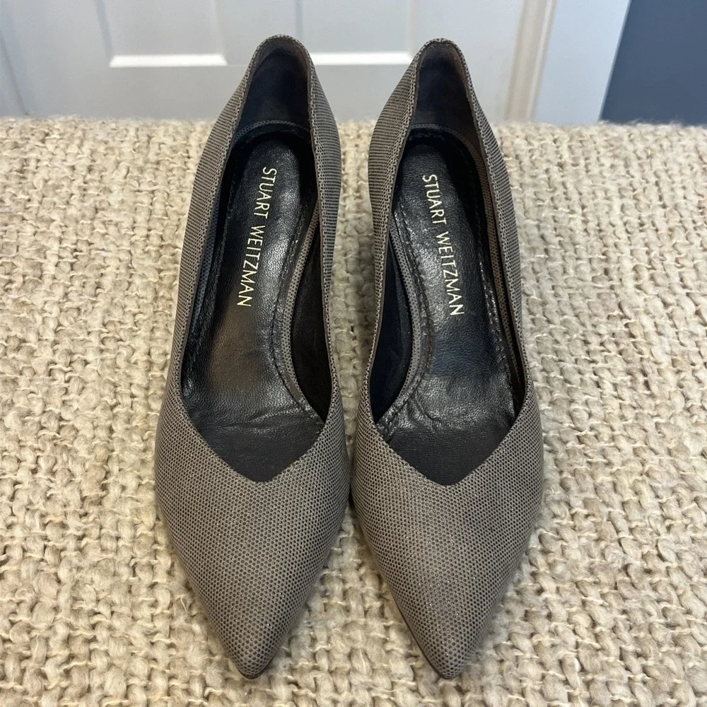 Stuart Weitzman Women's Pumps Taupe Gray Shimmer 2.5